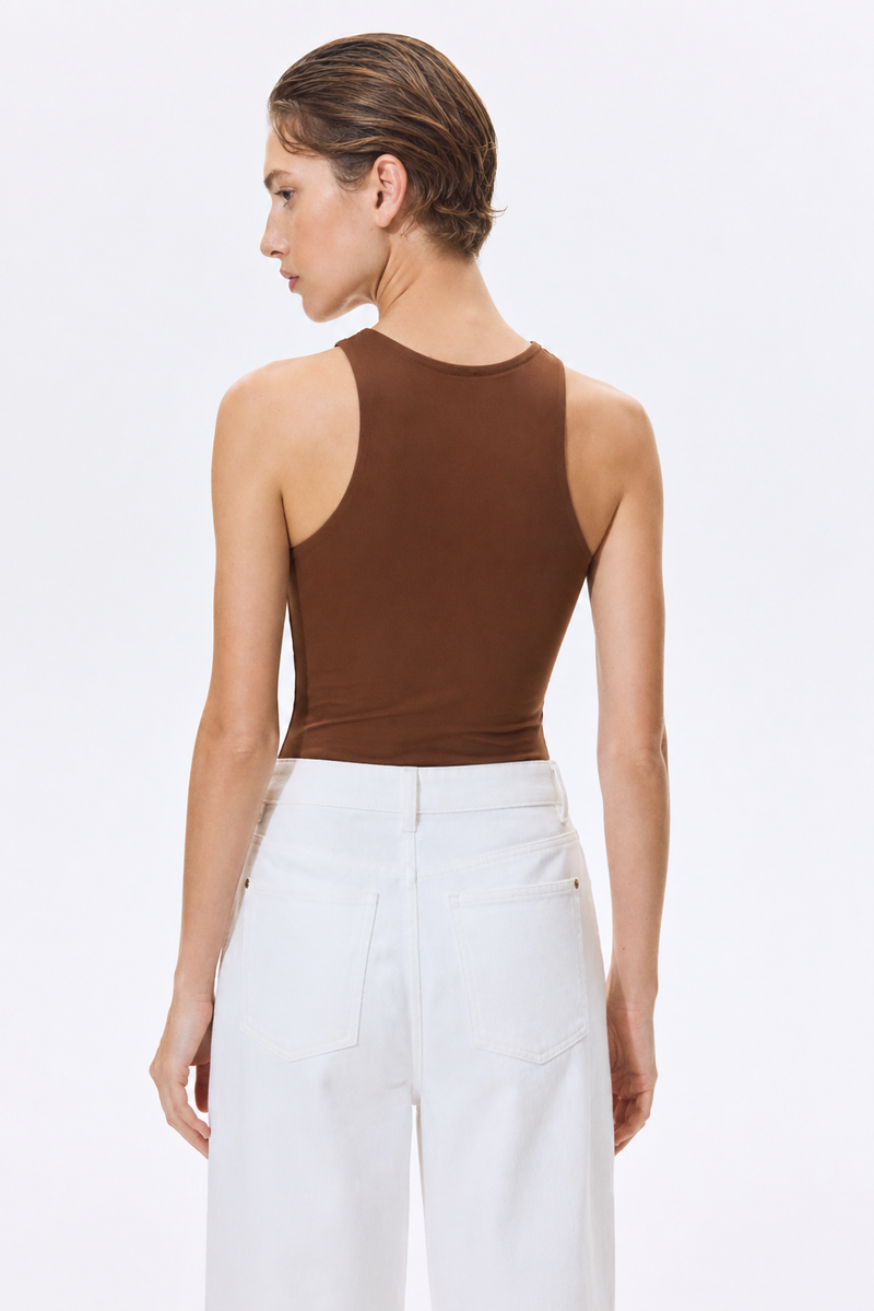 Rust Brown Racerback Bodysuit