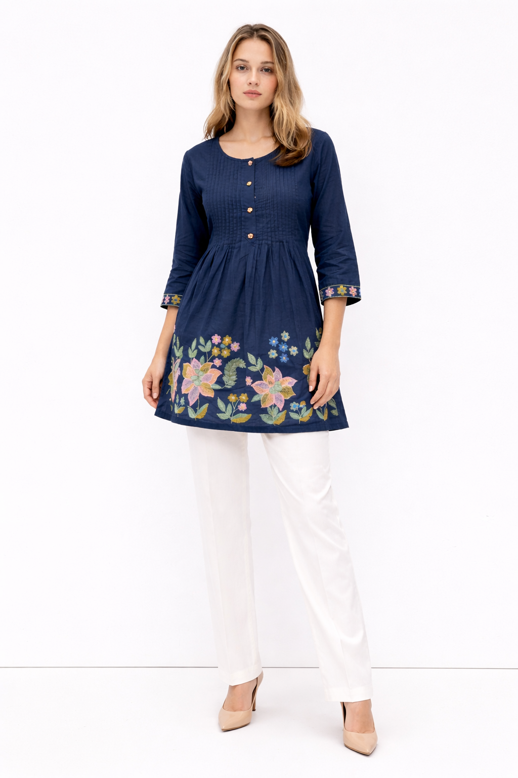 MIdnight Bloom Embroidered Kurti