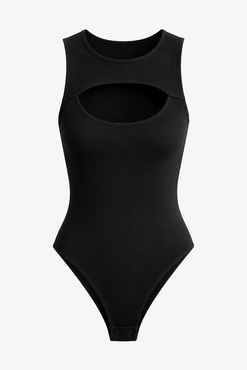 Black Cut-Out Sleeveless Bodysuit