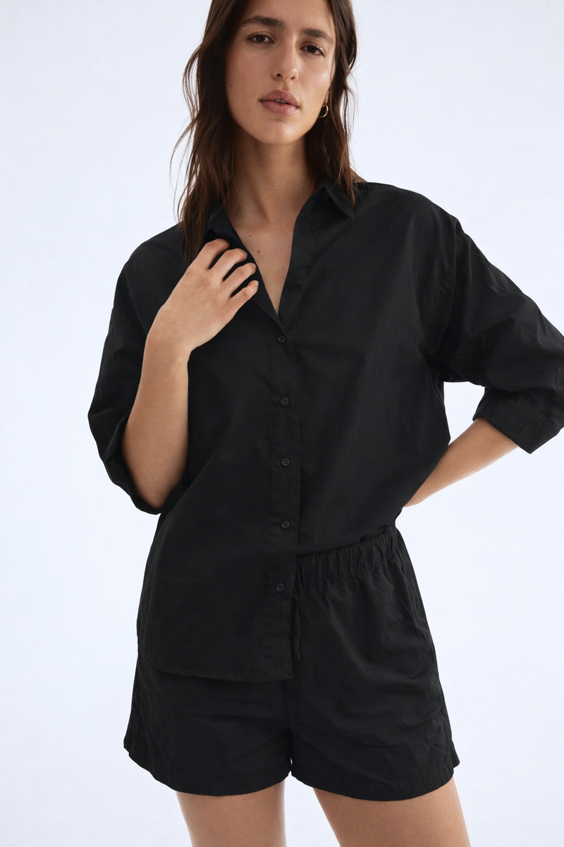 Women Shirts & Shorts Co-Ord Sets- Black