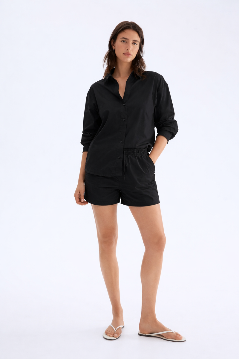 Women Shirts & Shorts Co-Ord Sets- Black