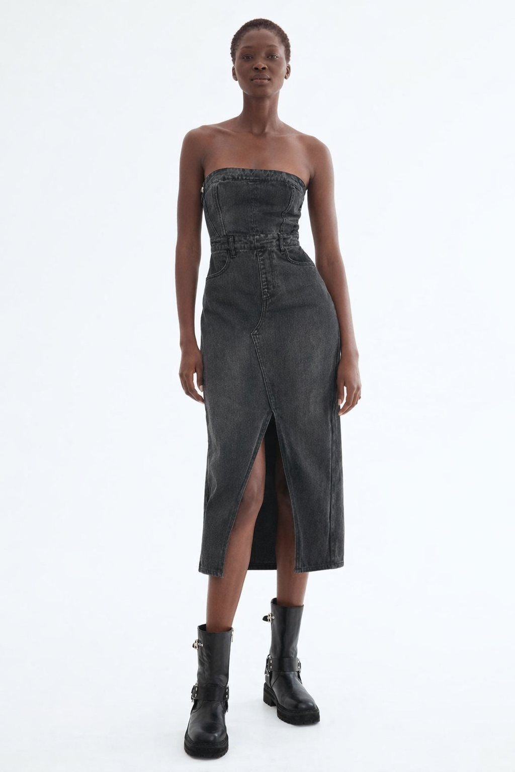 Black Denim tube dress