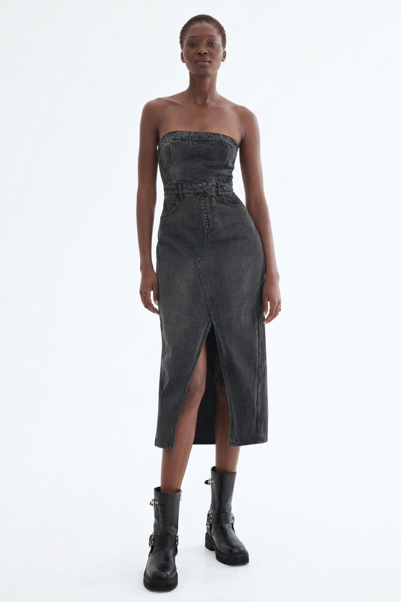 Black Denim tube dress