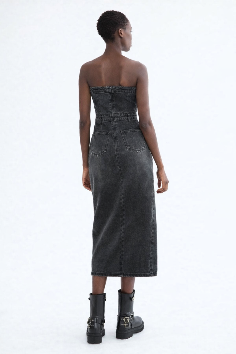 Black Denim tube dress