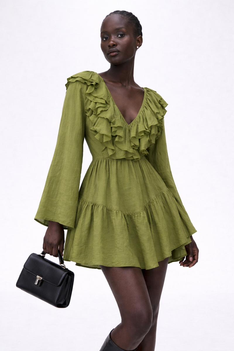 Ruffle dress- Green