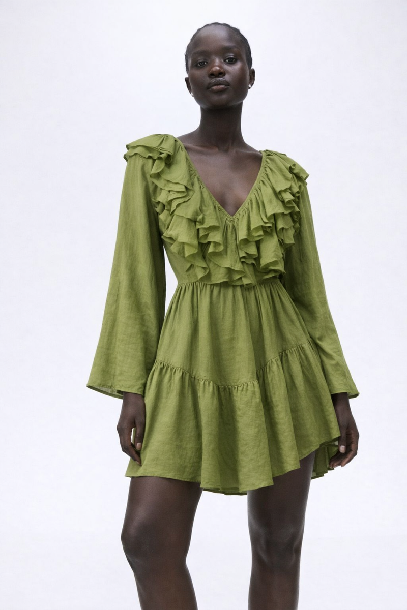 Ruffle dress- Green