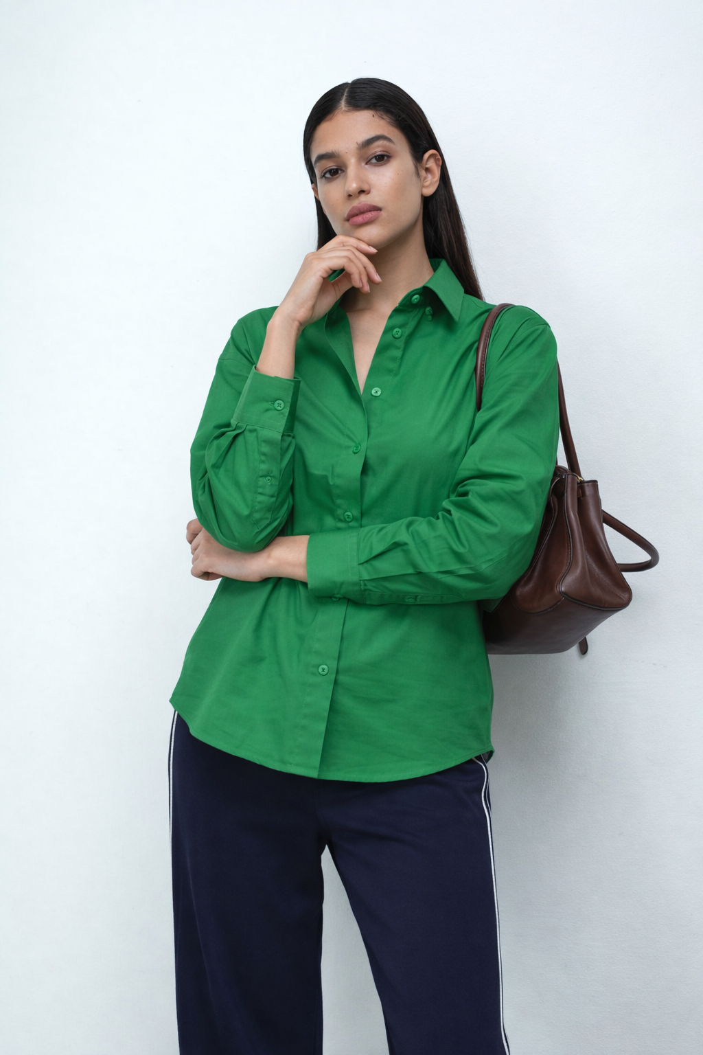 Women Oversized Shirt Green