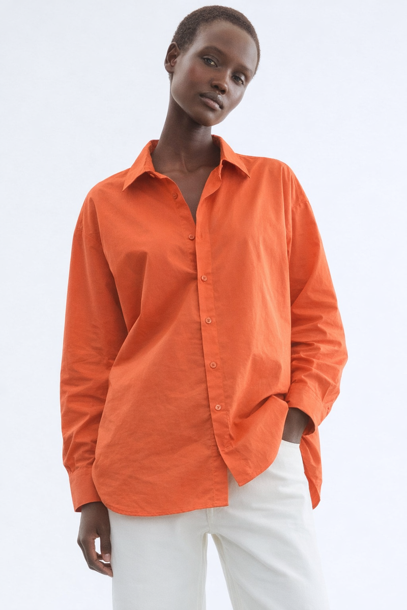 Women Oversized Shirt Orange