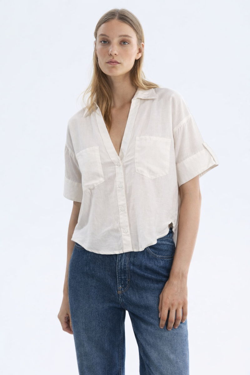 Linen Short Sleeve Shirt White