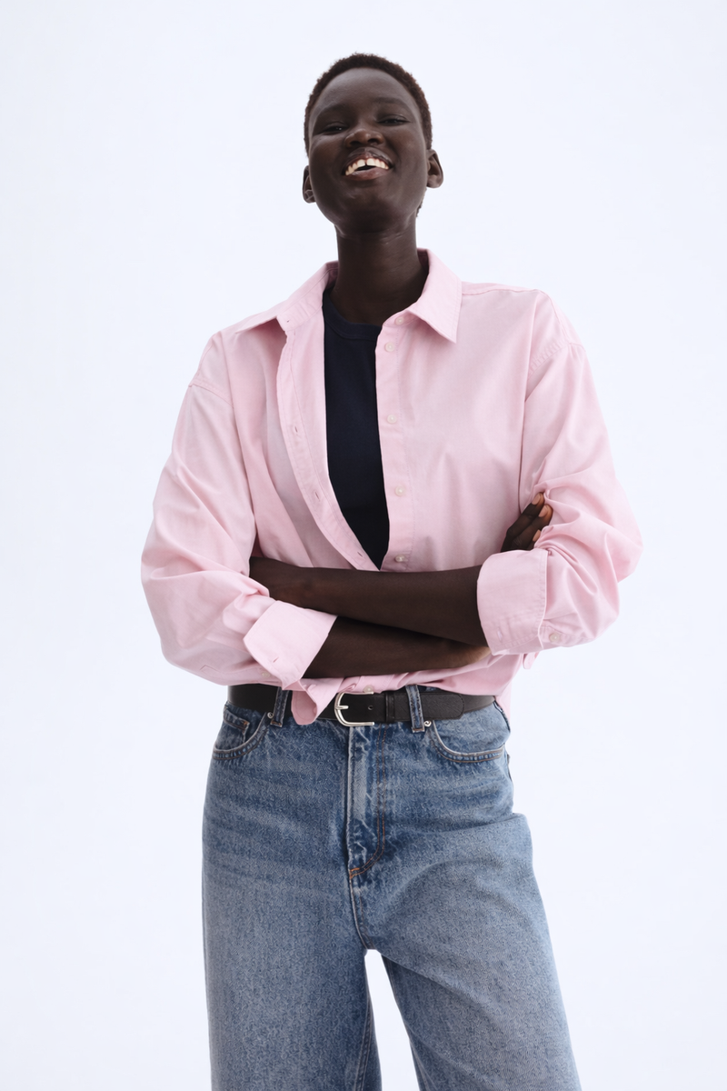 Women Oversized Shirt Pink
