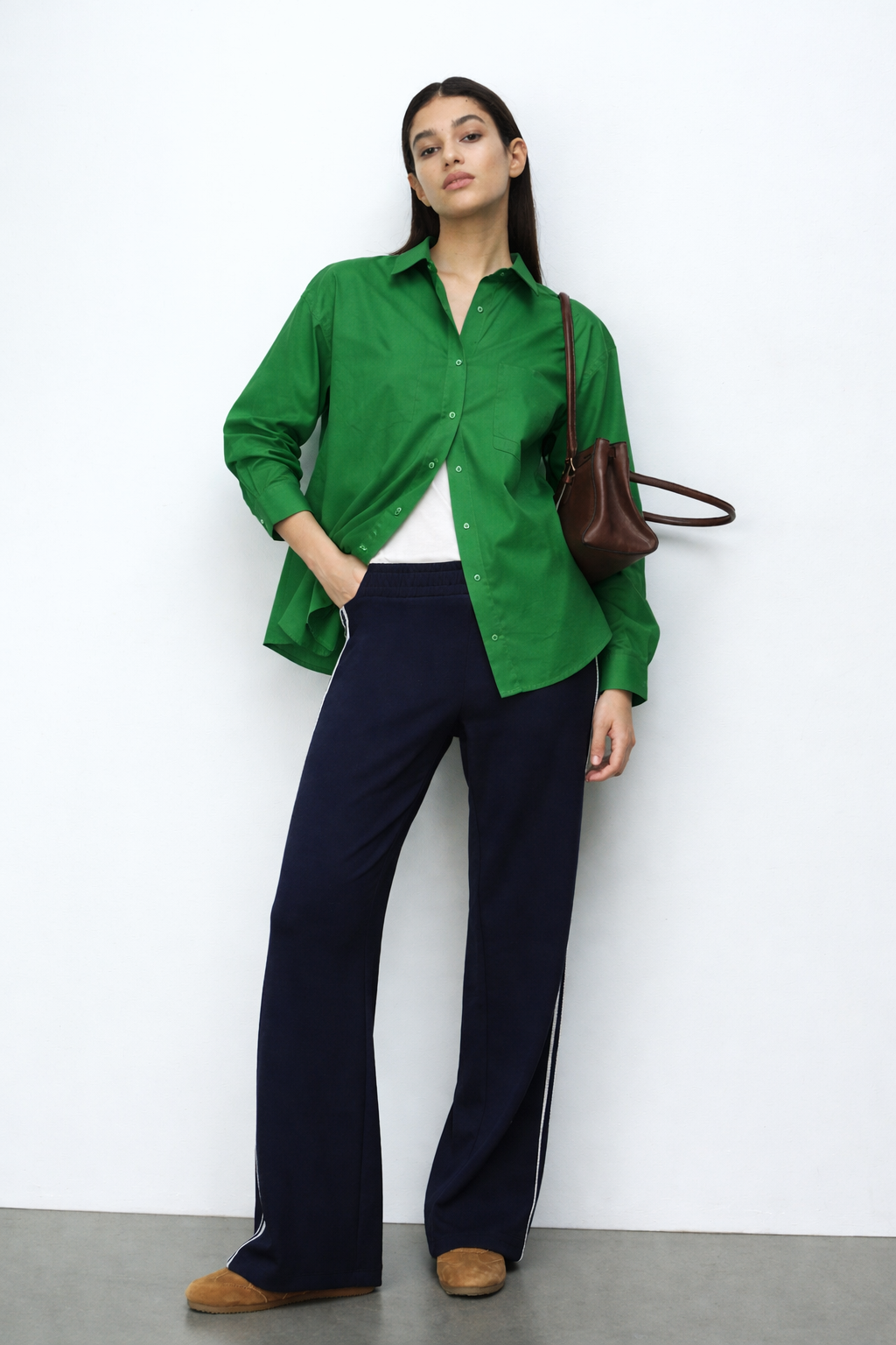 Women Oversized Shirt Green