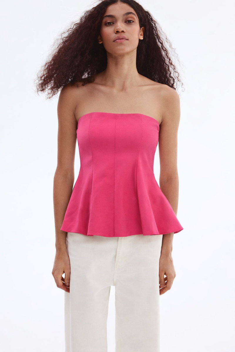 Women Pink Strapless Top