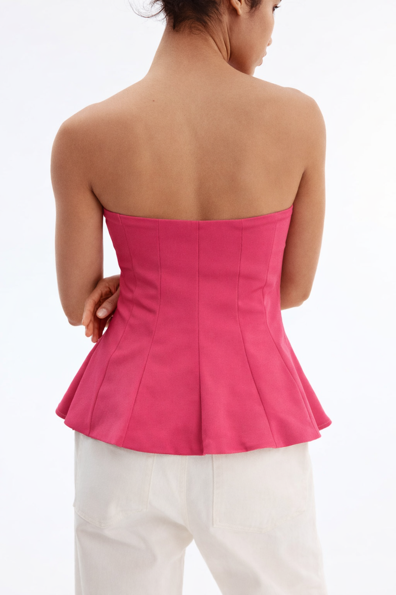 Women Pink Strapless Top