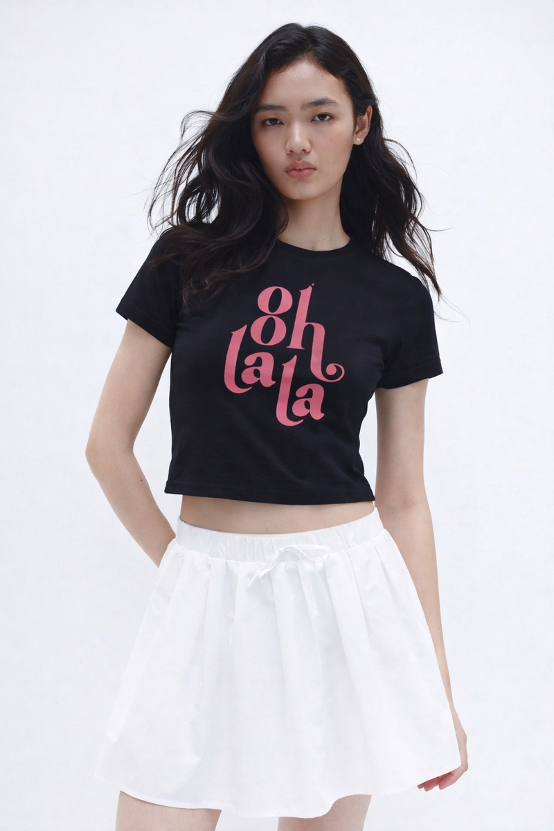 Women Ooh La La Graphic Crop t-shirt Top