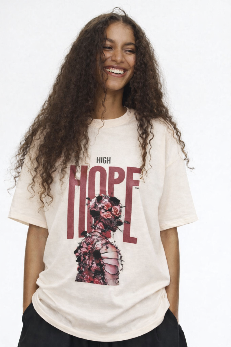 HOPE Floral Sculpture Tee – Baby Pink