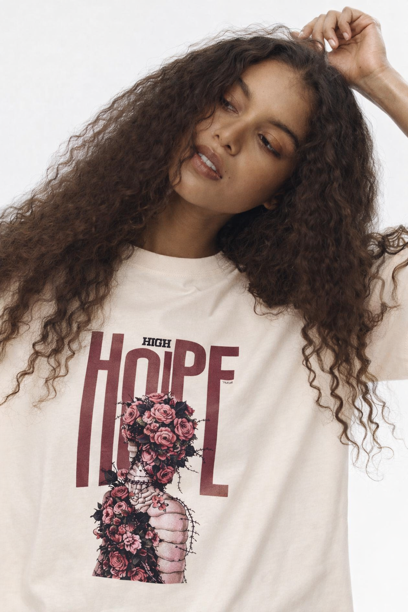 HOPE Floral Sculpture Tee – Baby Pink