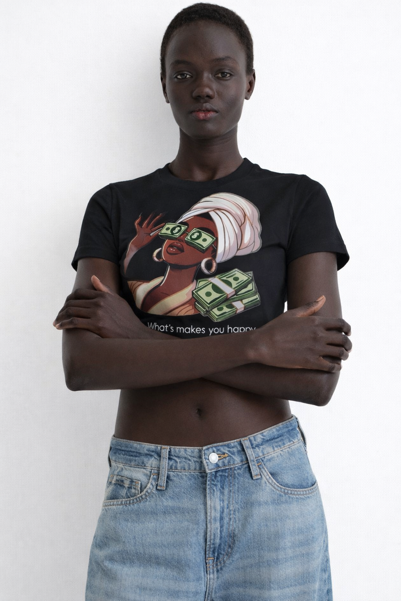 Women Money Eyes Girl Graphic Crop Tee
