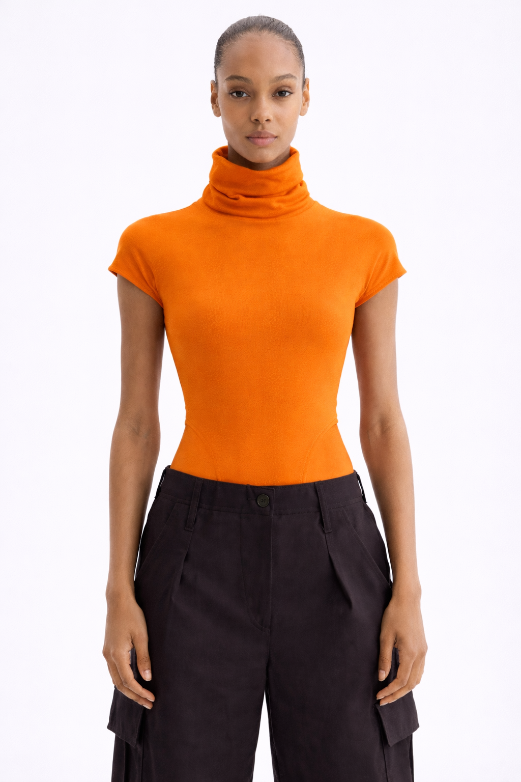 Burnt Orange High-Neck Bodysuit