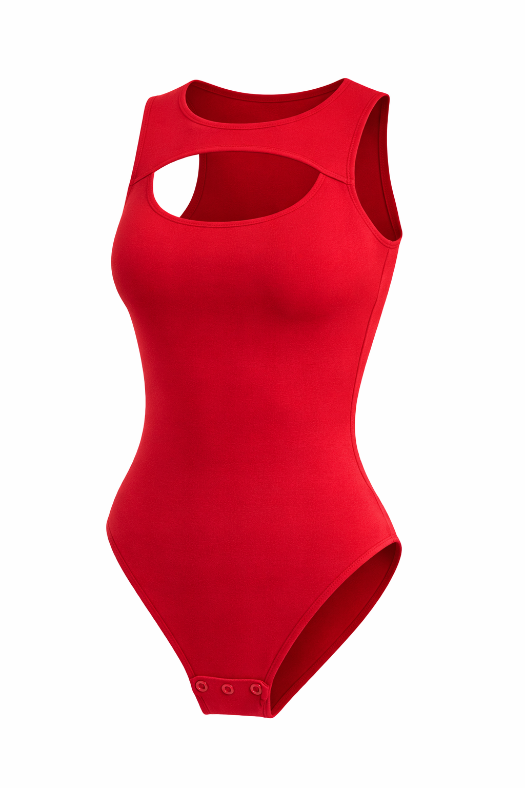 Red Cut-Out Sleeveless Bodysuit