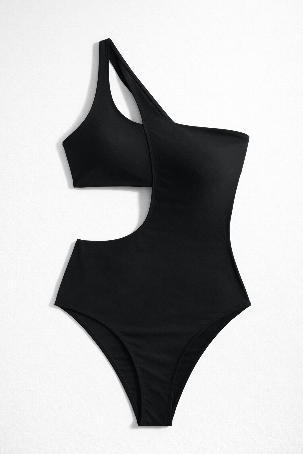 Black One-Shoulder Cut-Out Bodysuit