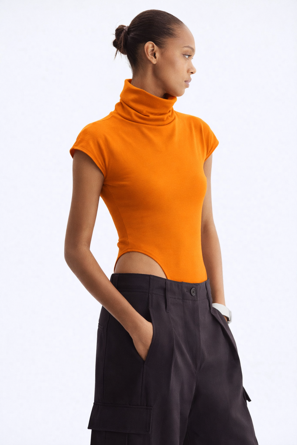 Burnt Orange High-Neck Bodysuit
