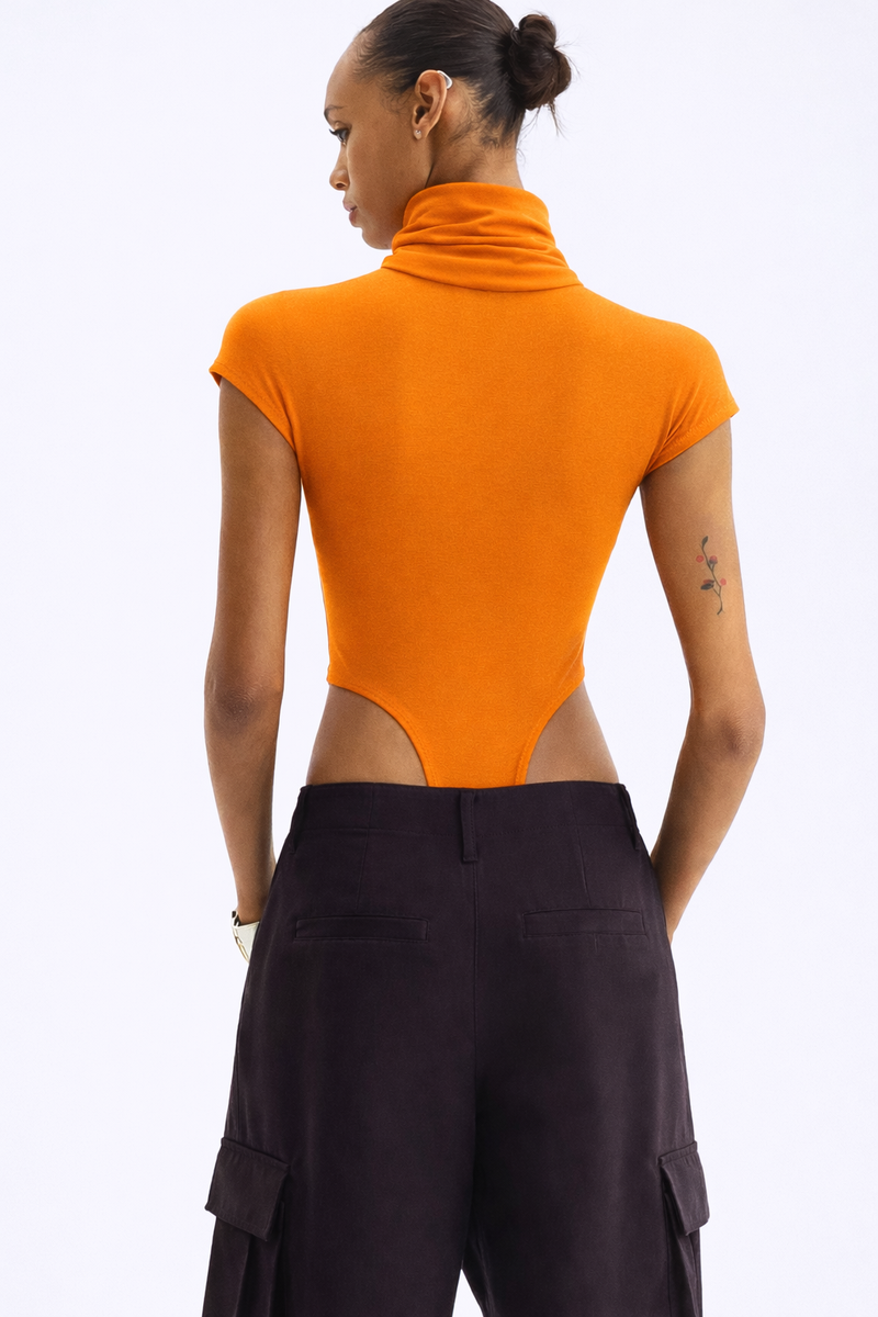 Burnt Orange High-Neck Bodysuit