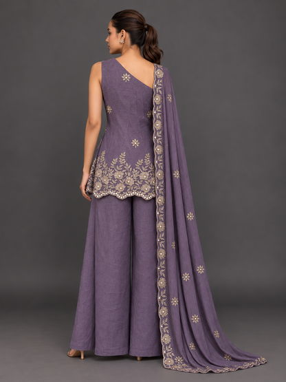 Dusty Lavender Embroidered Palazzo Set
