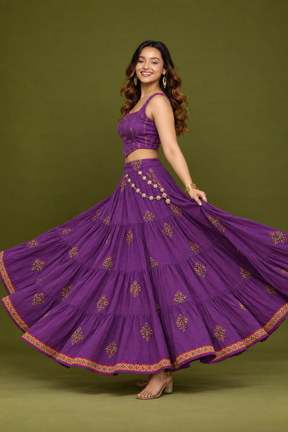 Vanya Purple Embroidered Lehenga Set