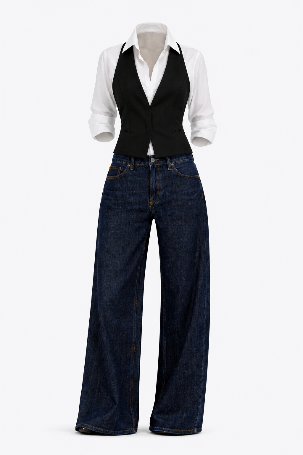 Tailored Halter Vest & Denim Set