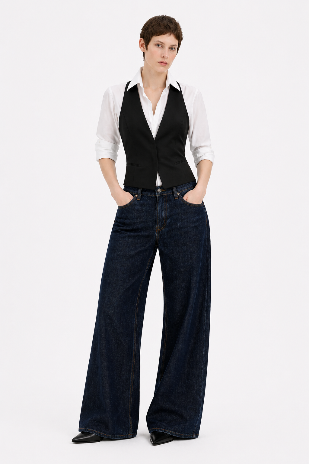 Tailored Halter Vest & Denim Set