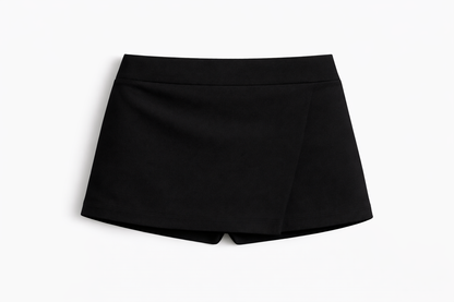 Women Bodycon Mini Skorts -Black