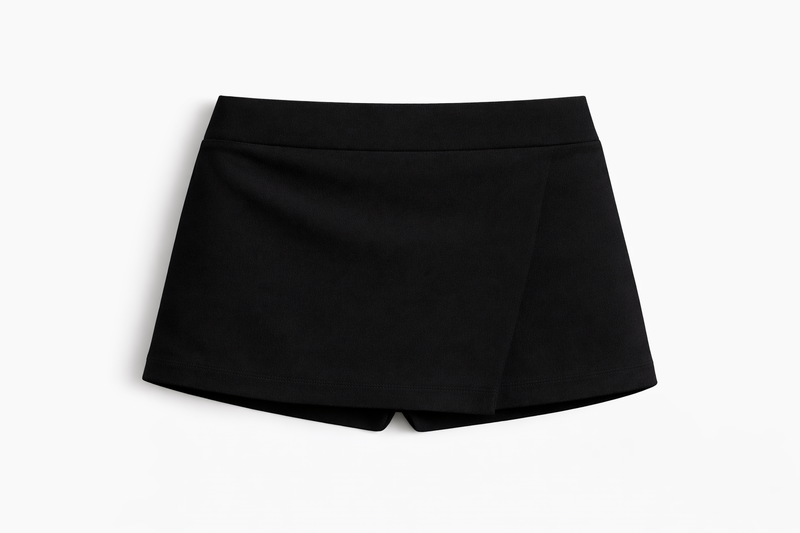 Women Bodycon Mini Skorts -Black
