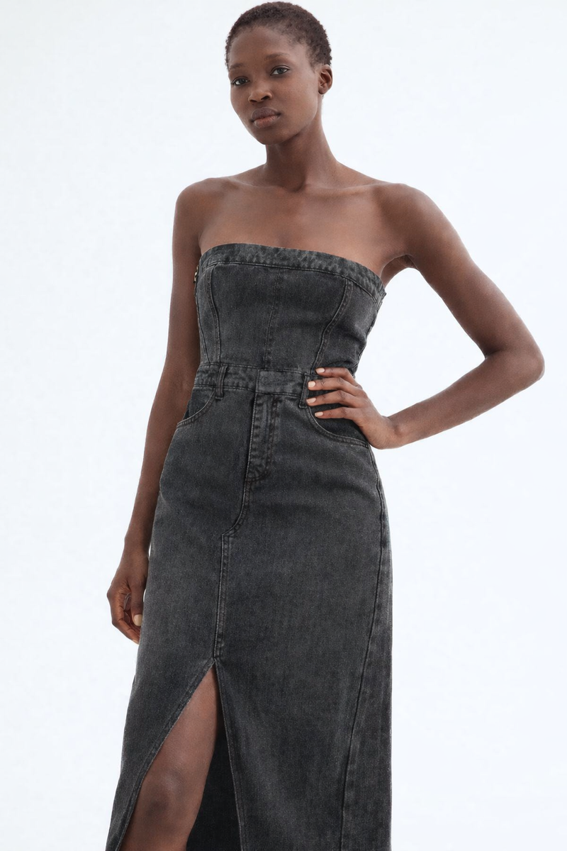 Black Denim tube dress