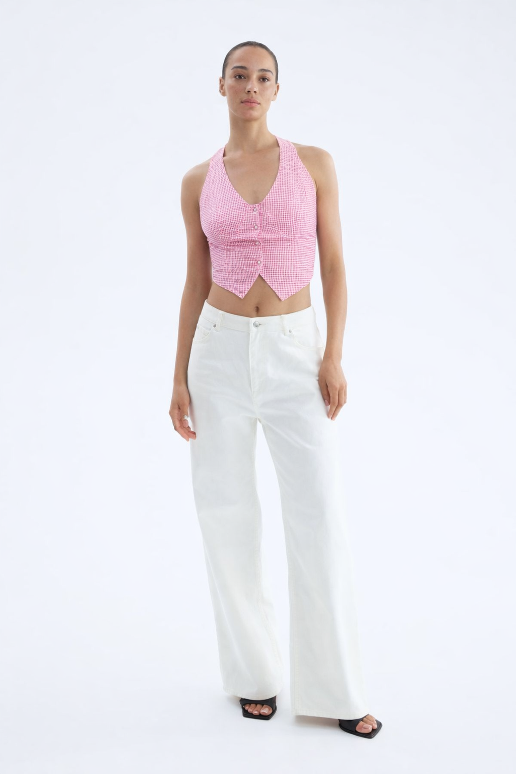 Women Pink Halter neck bow top