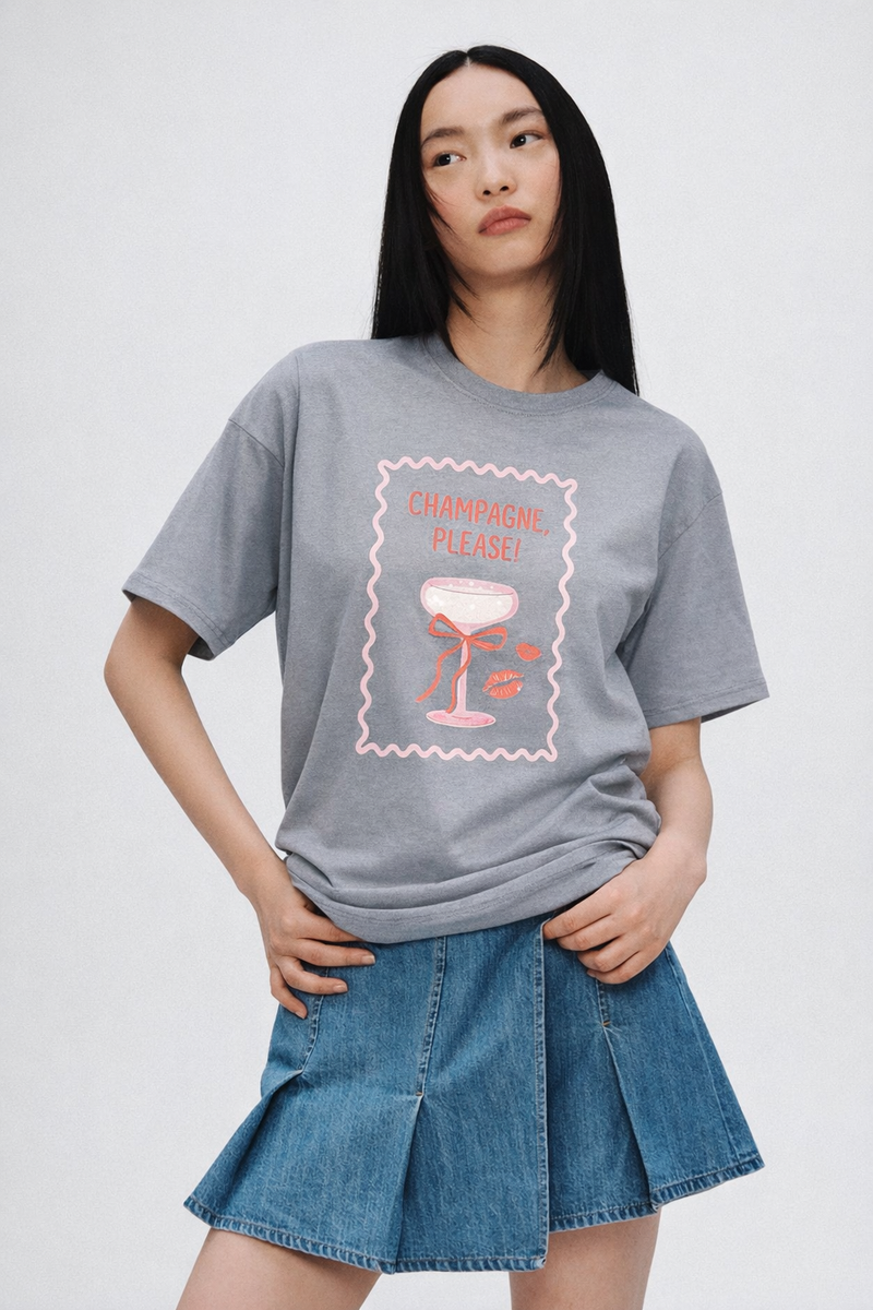 Champagne Please Oversized Tee