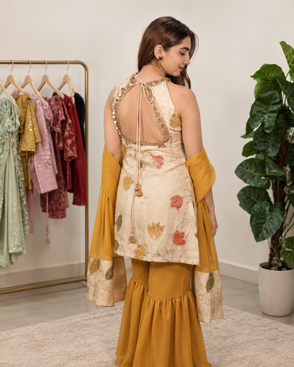 Champagne Beige Farshi Salwar Set