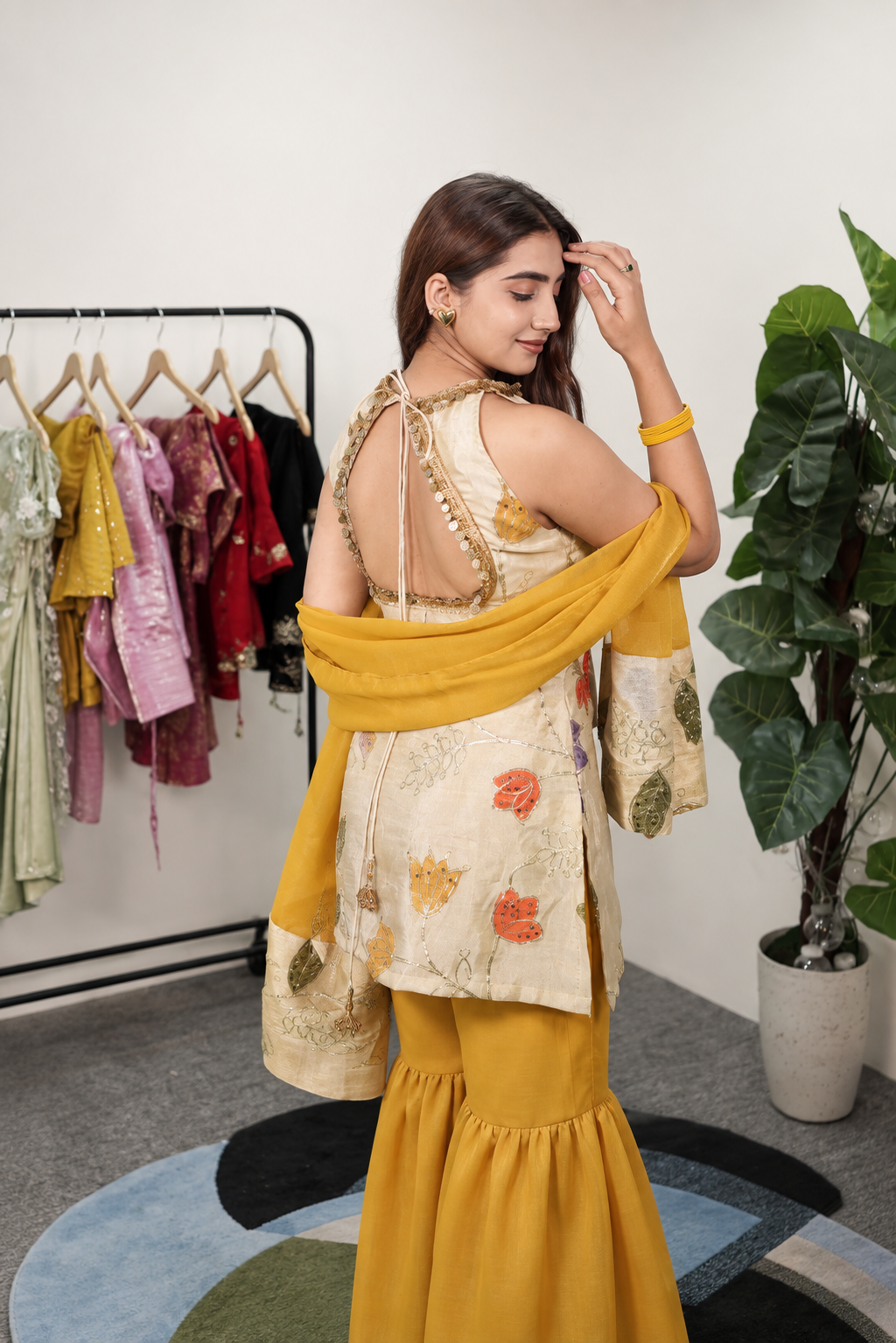 Champagne Beige Farshi Salwar Set