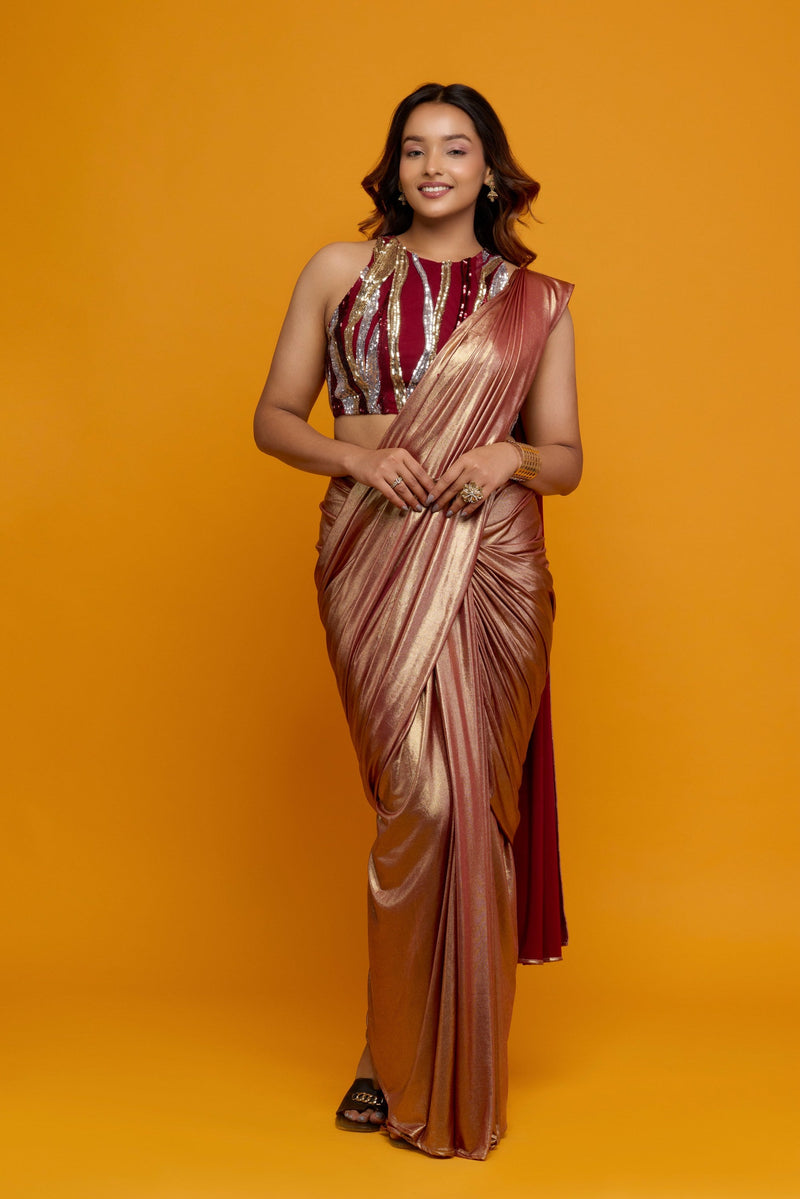 Rose Gold Draped Saree