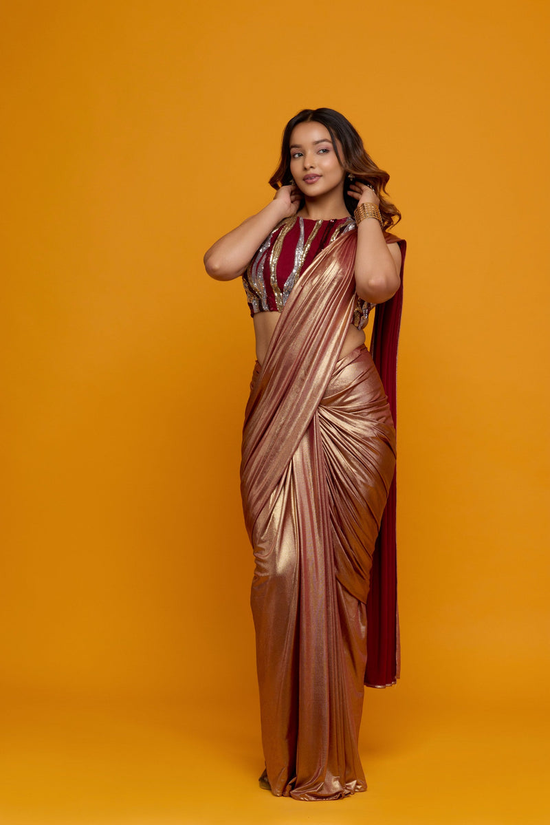 Rose Gold Draped Saree