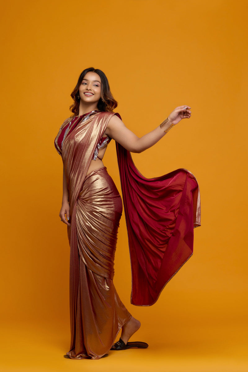 Rose Gold Draped Saree