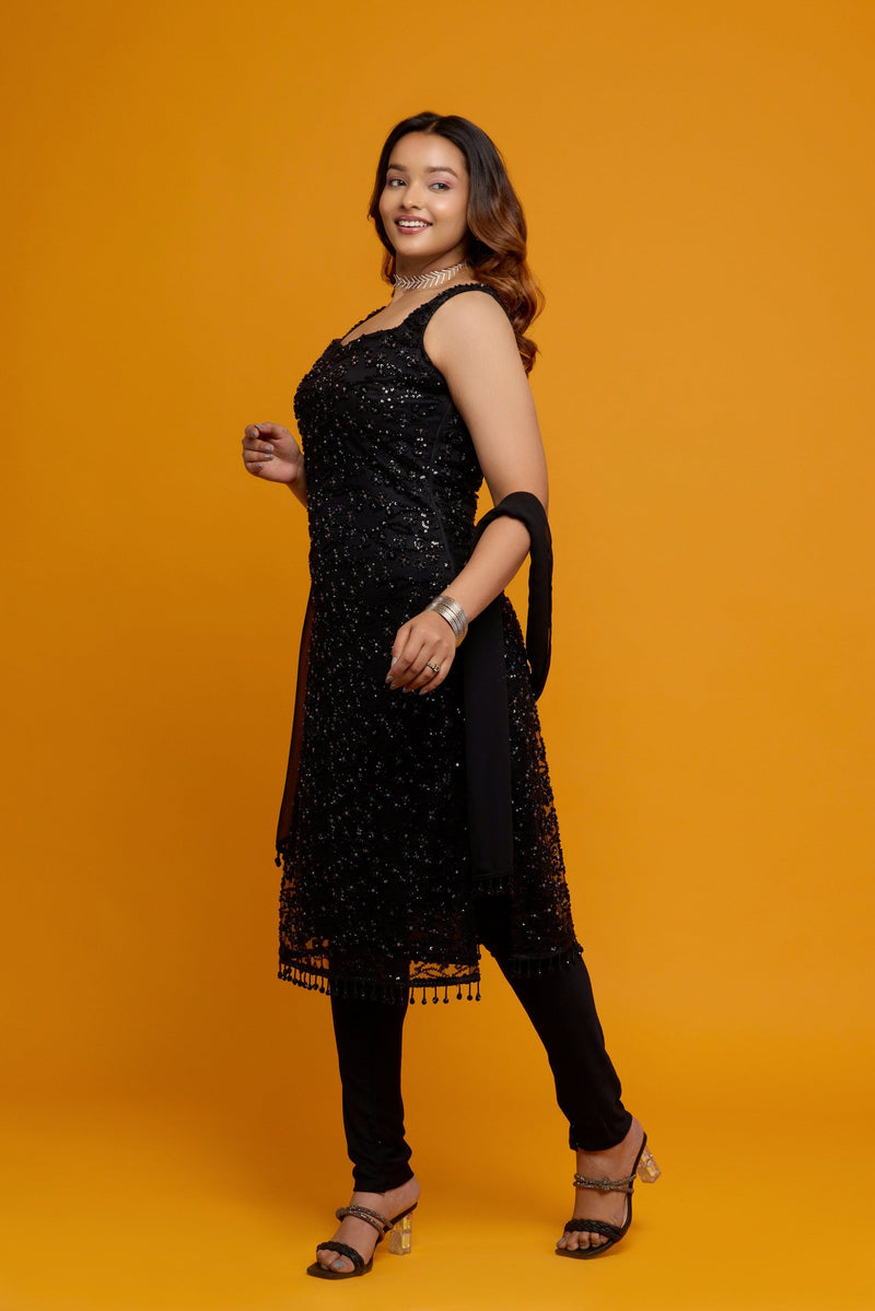 Black Sequin Kurta Set