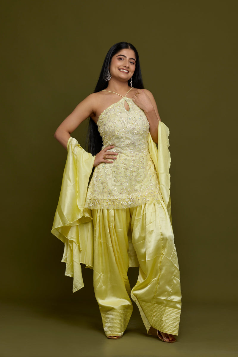 Butter Yellow Halter Set