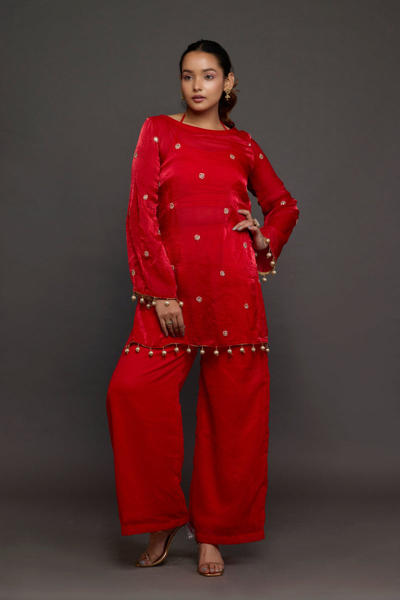 Ruby Red Embellished Set