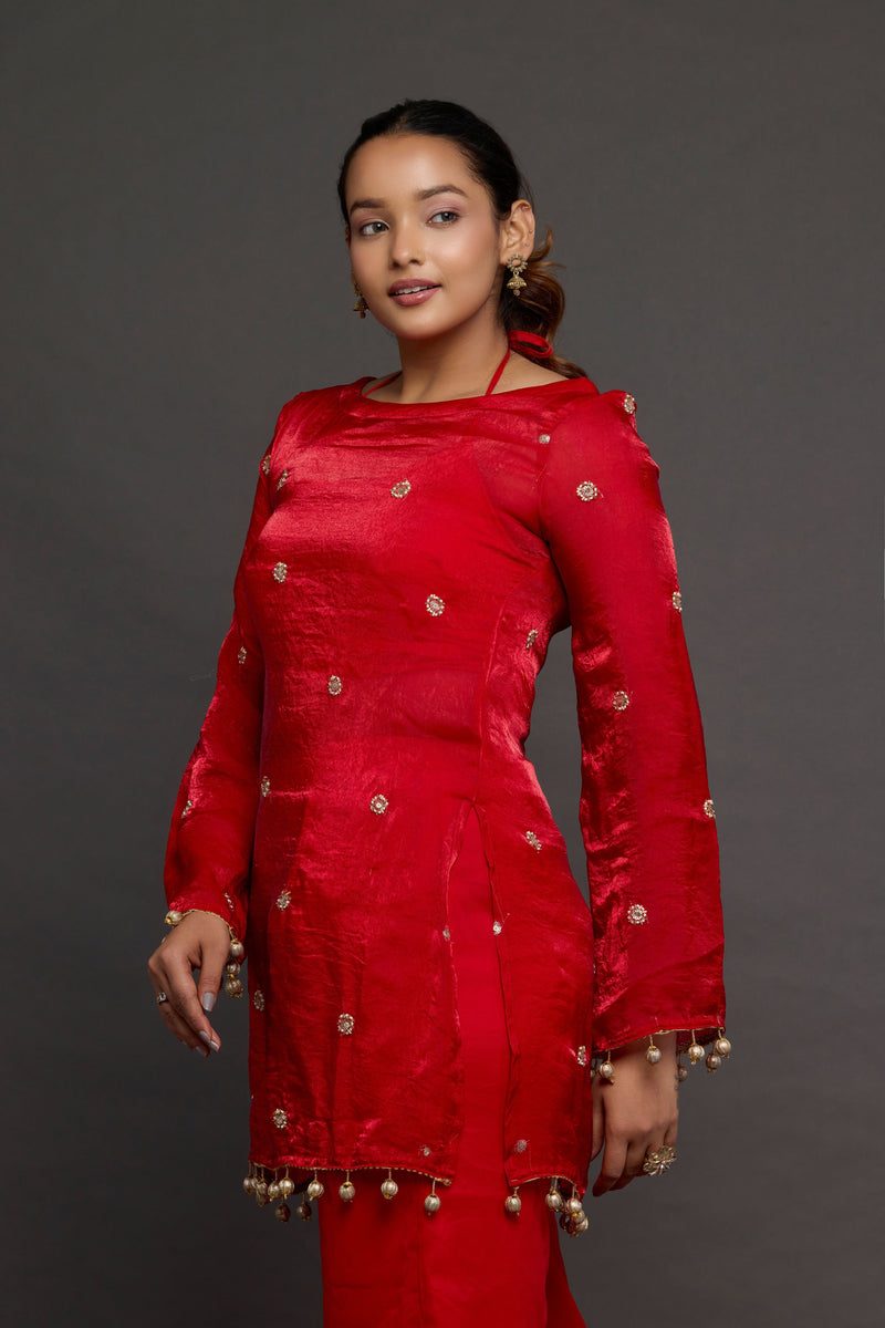 Ruby Red Embellished Set