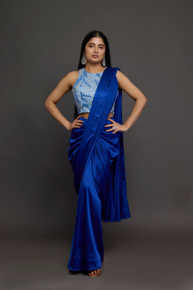 Royal Blue Draped Saree