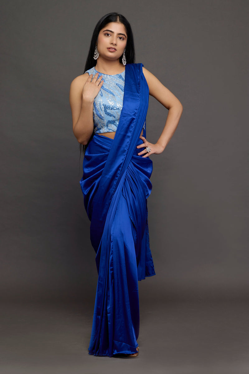 Royal Blue Draped Saree