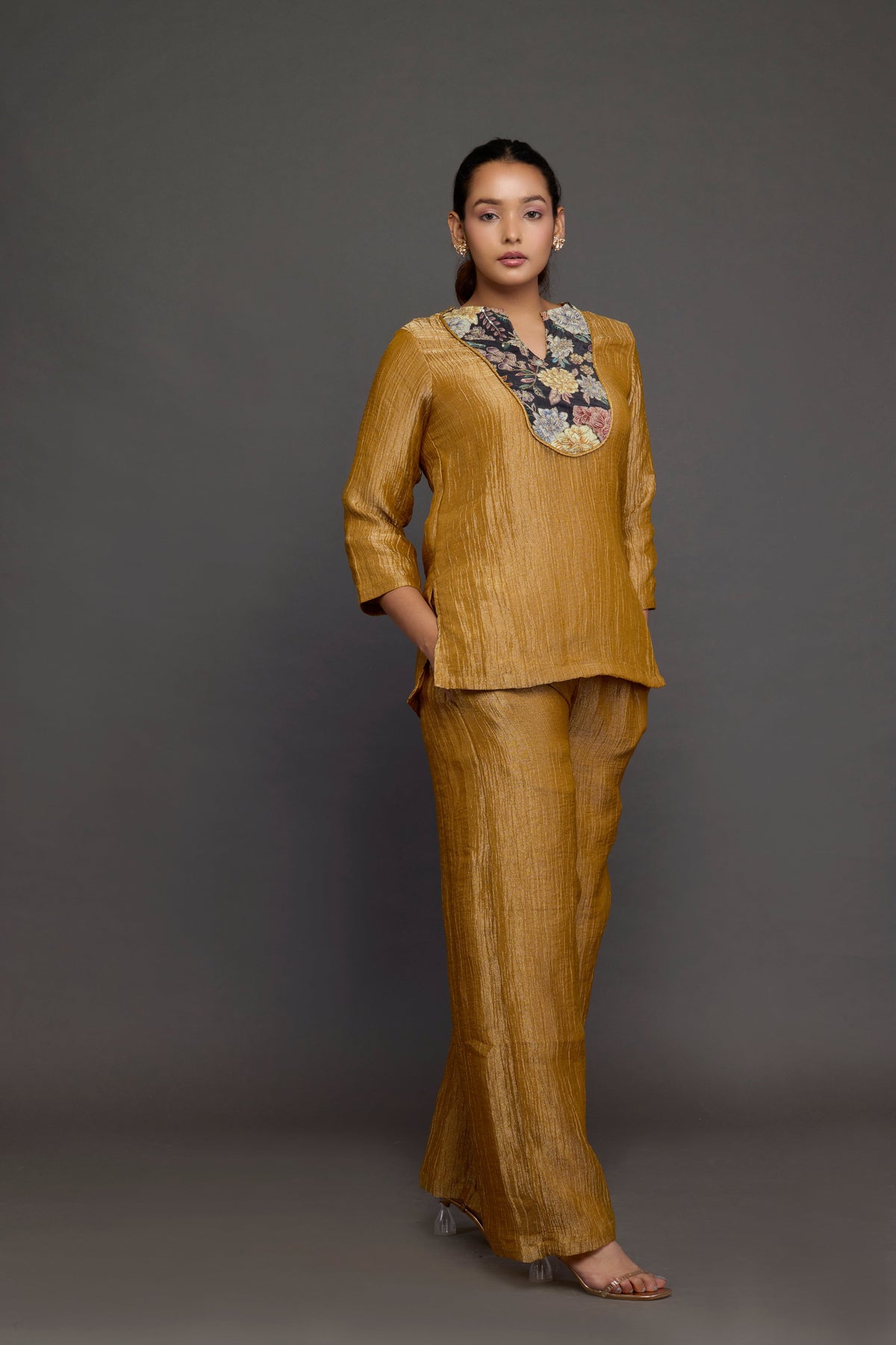 Tapati bronze tissue co-ord - side view