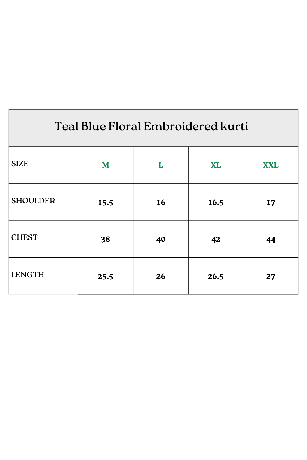 Teal Blue Floral Embroidered Kurti