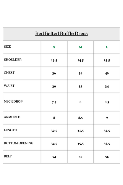 Red Belted Ruffle Dress