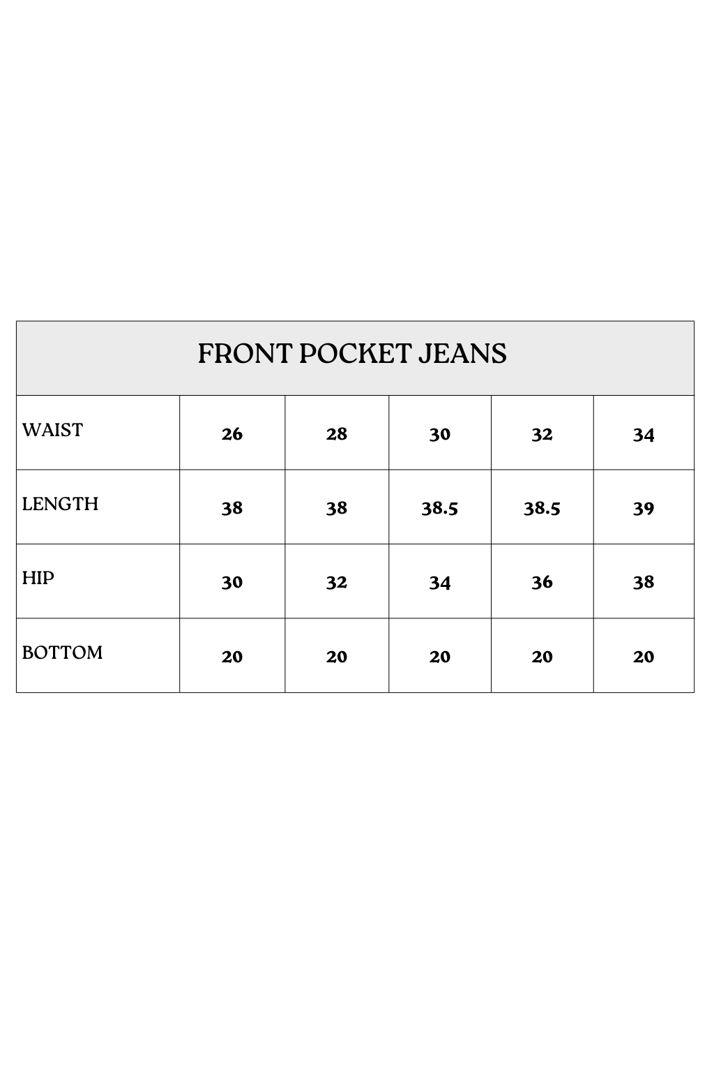 Front pocket jeans